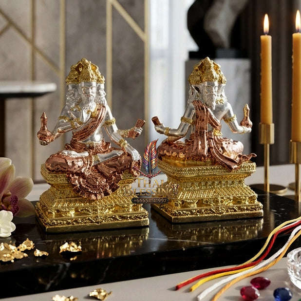 ✨ [The Sovereign of Divine Benediction: The 2026 Master-Edition] Sacred "Pu Ruesi Phrommaet" (Ruesi of Brahma-Wisdom) – Special "Pu Prathan Phon 108" (Grandfather Grants 108 Blessings) Edition – Tri-Color 3K Plated Bronze Thai Blessing Co By