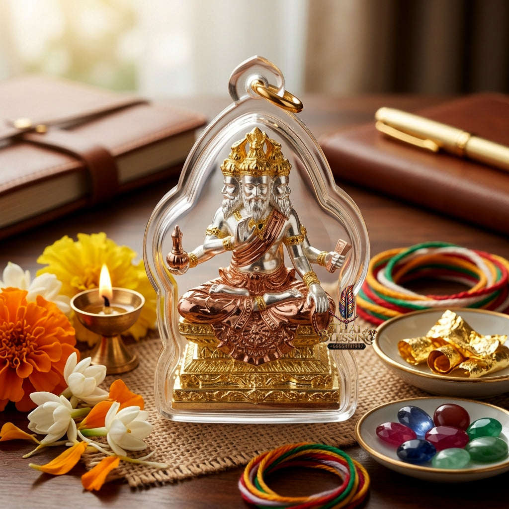 ✨ [The Sovereign of Divine Benediction: The 2026 Master-Edition] Sacred "Pu Ruesi Phrommaet" (Ruesi of Brahma-Wisdom) – Special "Pu Prathan Phon 108" (Grandfather Grants 108 Blessings) Edition – Tri-Color 3K Plated Bronze Thai Blessing Co By