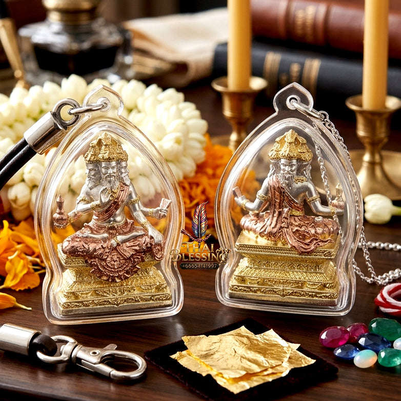 ✨ [The Sovereign of Divine Benediction: The 2026 Master-Edition] Sacred "Pu Ruesi Phrommaet" (Ruesi of Brahma-Wisdom) – Special "Pu Prathan Phon 108" (Grandfather Grants 108 Blessings) Edition – Tri-Color 3K Plated Bronze Thai Blessing Co By