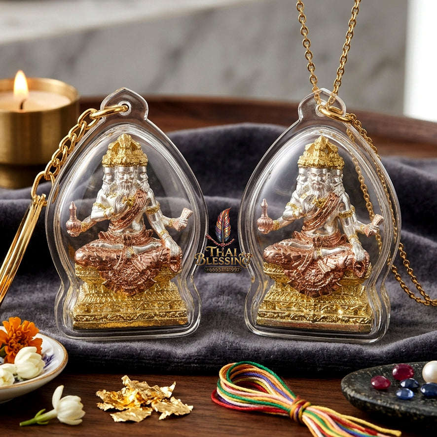 ✨ [The Sovereign of Divine Benediction: The 2026 Master-Edition] Sacred "Pu Ruesi Phrommaet" (Ruesi of Brahma-Wisdom) – Special "Pu Prathan Phon 108" (Grandfather Grants 108 Blessings) Edition – Tri-Color 3K Plated Bronze Thai Blessing Co By