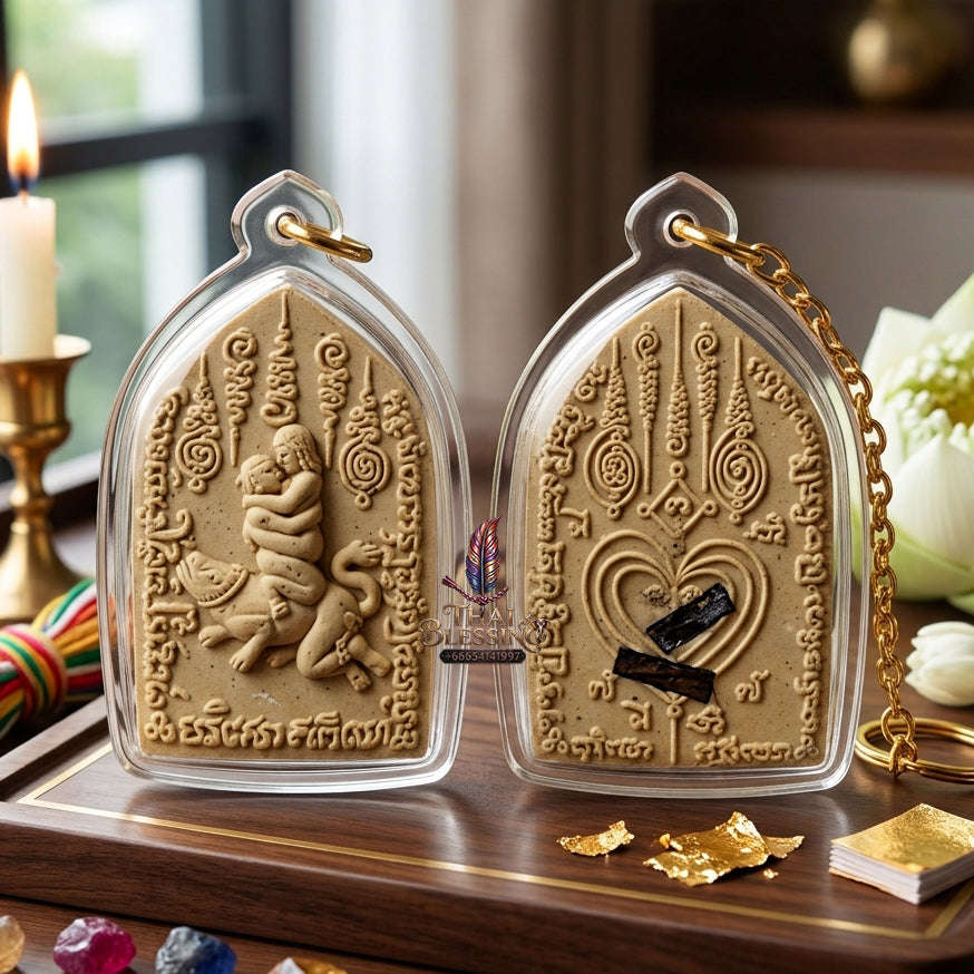 ✨ [The Sovereign of Forbidden Allure: The 2010 Master-Edition] Sacred "In Maha Sane" (The Twin Deities of Universal Attraction) – Special "Wan Saneh Dok Thong" (Golden Flower Charm Herb) Matrix Thai Blessing Co By RURUECHA