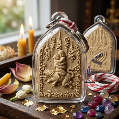 ✨ [The Sovereign of Forbidden Allure: The 2010 Master-Edition] Sacred "In Maha Sane" (The Twin Deities of Universal Attraction) – Special "Wan Saneh Dok Thong" (Golden Flower Charm Herb) Matrix Thai Blessing Co By RURUECHA
