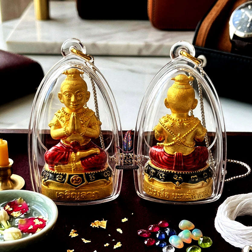 ✨ [The Sovereign of Golden Expansion: The 2019 Master-Edition] Sacred "Kuman Thong Charoen Lap Na Thong" (The Golden-Faced Spirit of Flourishing Luck) – Special "Samrit Gold-Plated" (Sacred Bronze Alloy) Thai Blessing Co By RURUECHA