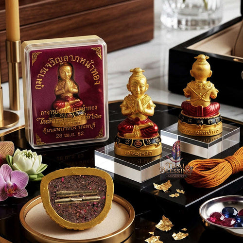 ✨ [The Sovereign of Golden Expansion: The 2019 Master-Edition] Sacred "Kuman Thong Charoen Lap Na Thong" (The Golden-Faced Spirit of Flourishing Luck) – Special "Samrit Gold-Plated" (Sacred Bronze Alloy) Thai Blessing Co By RURUECHA
