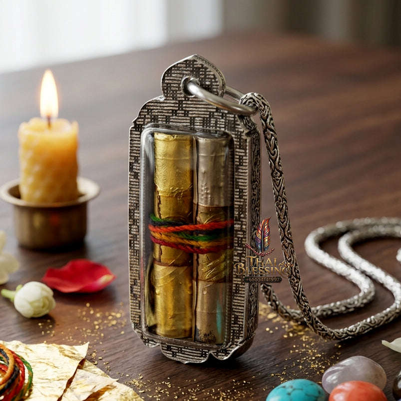 ✨ [The Sovereign of Heart-Binding Attraction: The 2018 Master-Edition] Sacred "Takrut Na Ok Taek Koo" (The Dual-Heart Binding Spell) – Special "Twin-Action" Matrix (Gold & Silver Takruts) – Encased in "Dok Thong" (Golden Flower) Attraction Oil