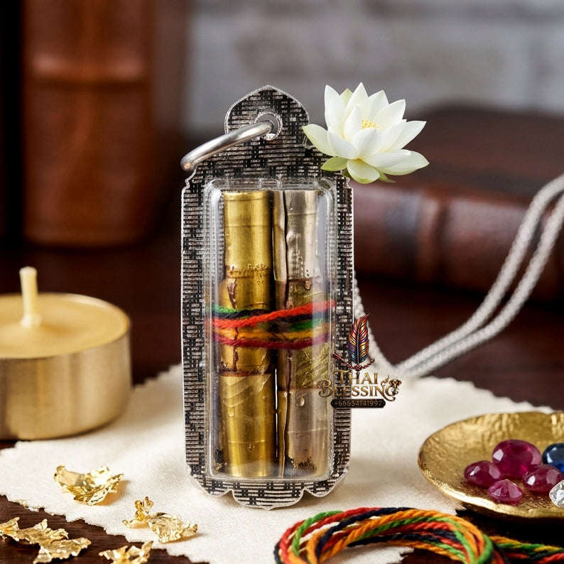 ✨ [The Sovereign of Heart-Binding Attraction: The 2018 Master-Edition] Sacred "Takrut Na Ok Taek Koo" (The Dual-Heart Binding Spell) – Special "Twin-Action" Matrix (Gold & Silver Takruts) – Encased in "Dok Thong" (Golden Flower) Attraction Oil