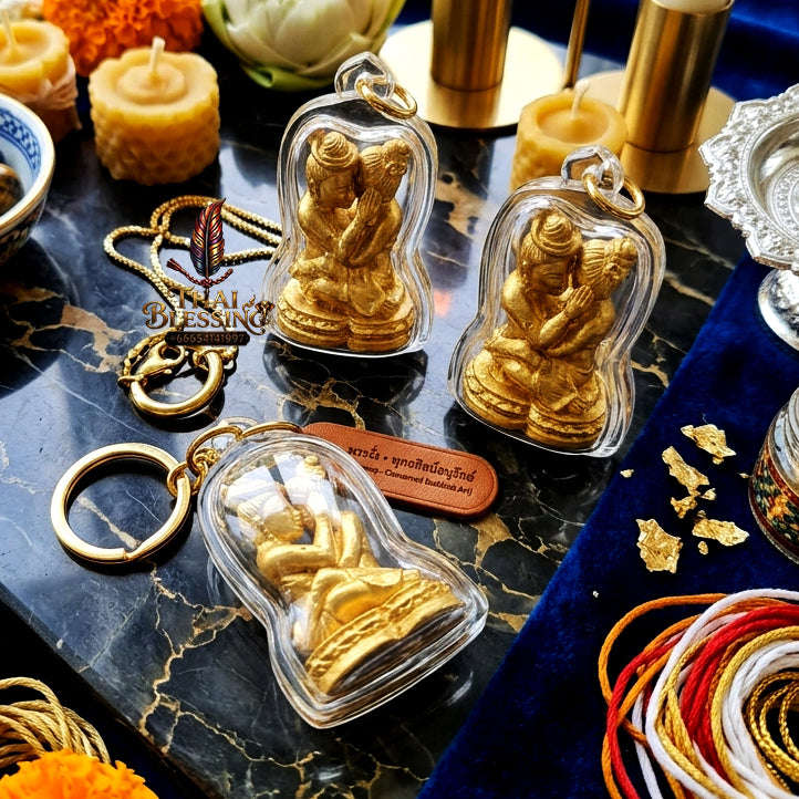 ✨ [The Sovereign of Infinite Attachment & Primal Passion] Sacred "Inn Khu Phukphan Kasan Sawat" (The Couple of Binding Desire) – Master-Edition: Bronze Alloy & Sacred Powder Blend – Ban Khum Thewa (2021) Thai Blessing Co By RURUECHA