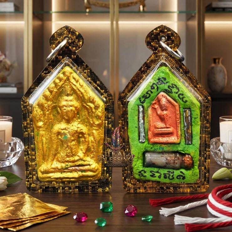 ✨ [The Sovereign of Infinite Attraction: The Master-Edition] Sacred "Phra Khun Phaen Khiao Niao Sap" (The Green Wealth-Magnet Khun Phaen) – Special "Lek Nam Phee & Holy Mineral" Matrix – Embedded with "Twin Prosperity & Attraction" Talismans