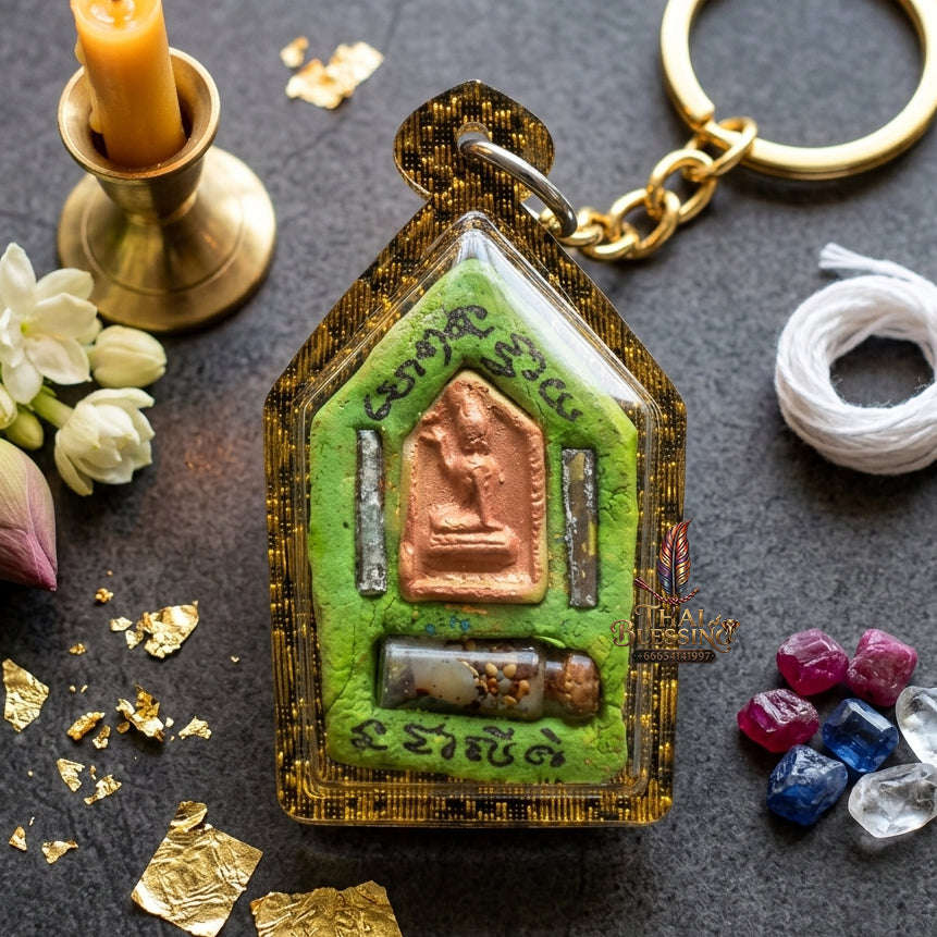 ✨ [The Sovereign of Infinite Attraction: The Master-Edition] Sacred "Phra Khun Phaen Khiao Niao Sap" (The Green Wealth-Magnet Khun Phaen) – Special "Lek Nam Phee & Holy Mineral" Matrix – Embedded with "Twin Prosperity & Attraction" Talismans