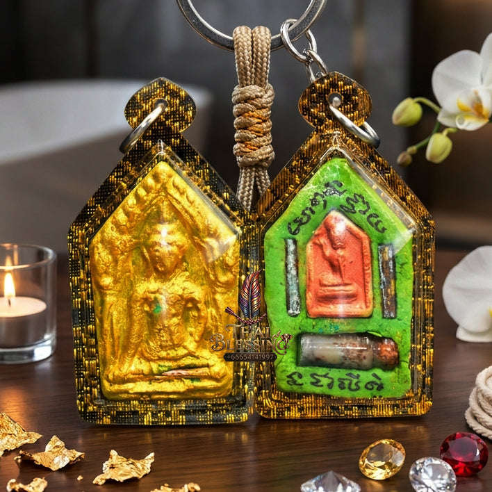 ✨ [The Sovereign of Infinite Attraction: The Master-Edition] Sacred "Phra Khun Phaen Khiao Niao Sap" (The Green Wealth-Magnet Khun Phaen) – Special "Lek Nam Phee & Holy Mineral" Matrix – Embedded with "Twin Prosperity & Attraction" Talismans