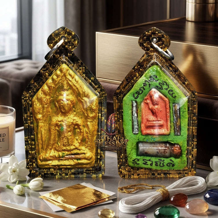 ✨ [The Sovereign of Infinite Attraction: The Master-Edition] Sacred "Phra Khun Phaen Khiao Niao Sap" (The Green Wealth-Magnet Khun Phaen) – Special "Lek Nam Phee & Holy Mineral" Matrix – Embedded with "Twin Prosperity & Attraction" Talismans