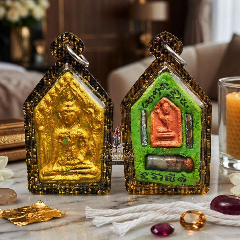✨ [The Sovereign of Infinite Attraction: The Master-Edition] Sacred "Phra Khun Phaen Khiao Niao Sap" (The Green Wealth-Magnet Khun Phaen) – Special "Lek Nam Phee & Holy Mineral" Matrix – Embedded with "Twin Prosperity & Attraction" Talismans