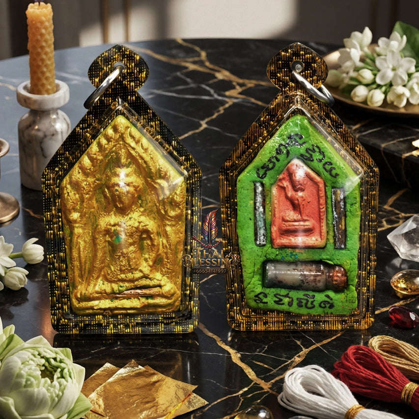 ✨ [The Sovereign of Infinite Attraction: The Master-Edition] Sacred "Phra Khun Phaen Khiao Niao Sap" (The Green Wealth-Magnet Khun Phaen) – Special "Lek Nam Phee & Holy Mineral" Matrix – Embedded with "Twin Prosperity & Attraction" Talismans