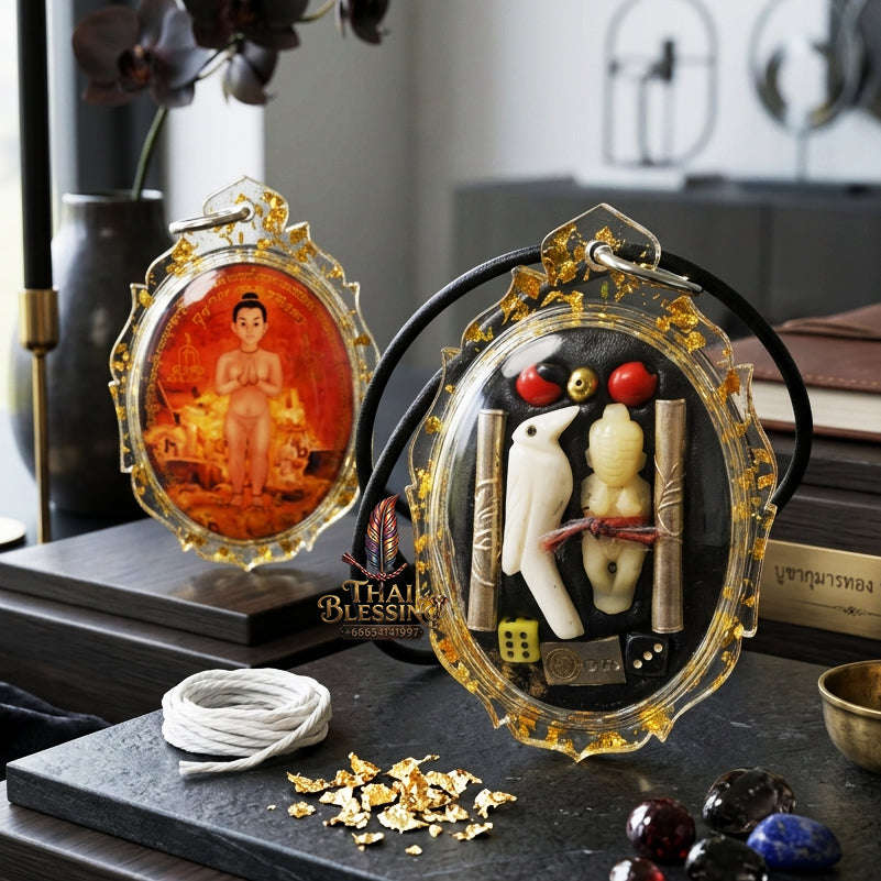 ✨ [The Sovereign of Infinite Childhood-Spirit Guidance & Absolute Manifestation: The 2026 "Grand-Master" Sovereign Edition] Sacred "Locket Kuman Thong Phet Kla (The Sovereign Diamond-Valiant Guardian)" – Special "Bone-Carved & Ivory-Sarika"