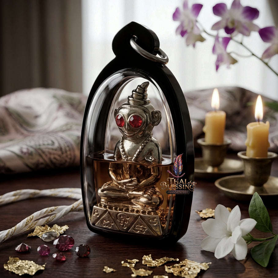 ✨ [The Sovereign of Infinite Desire: The 2022 Master-Edition] Sacred "Phaya Ngang Chao Saneh Pitsawat" (The Lord of Passionate Enchantment) – Special "White Gold" (Thong Khao) Matrix – Encased in "Chant Daeng" (Red Moon/Obsession) Attraction