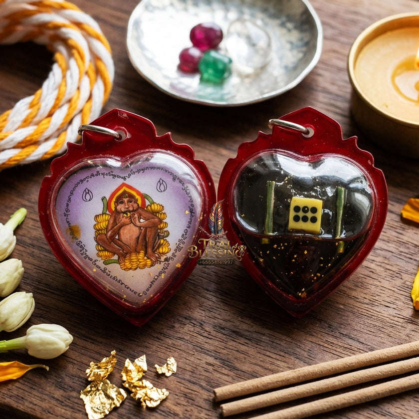 ✨ [The Sovereign of Infinite Ease & Magnetic Prosperity: The 2026 "Master-Class" Edition] Sacred "Locket Ling Kin Kluai (The Monkey Who Eats Bananas – Symbol of Effortless Abundance)" – Special "108-Herb Powder & Charm Oil" Thai Blessing Co By