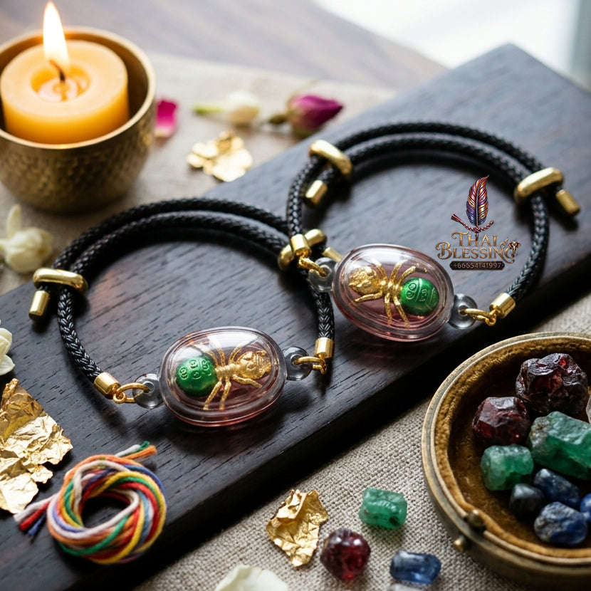 ✨ [The Sovereign of Infinite Endurance: The 2013 Master-Edition] Sacred "Phaya Mod Ngam" (The Lord of the Ant-King) – Special "Thong Thip" (Sacred Brass Alloy) with Green Enamel – Encased in "Red Chicken Herb Oil" (Wahn Phaya Kai Daeng) Thai