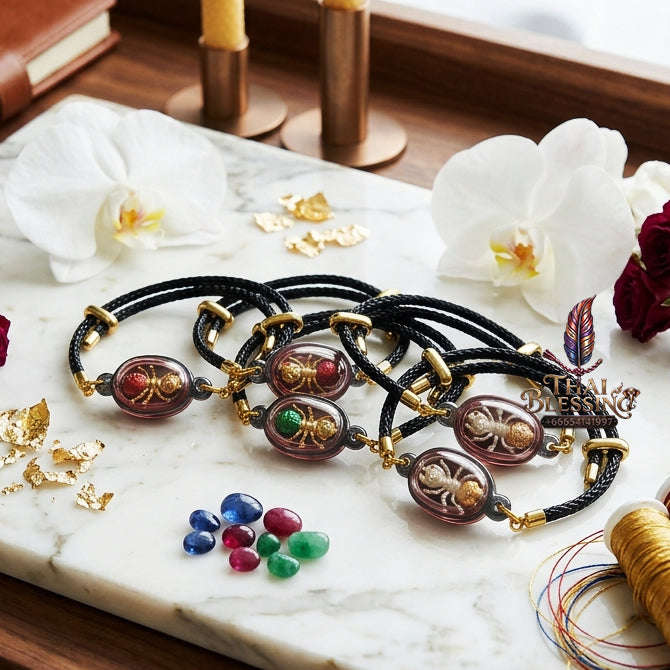 ✨ [The Sovereign of Infinite Endurance: The 2013 Master-Edition] Sacred "Phaya Mod Ngam" (The Lord of the Ant-King) – Special "Thong Thip" (Sacred Brass Alloy) with Green Enamel – Encased in "Red Chicken Herb Oil" (Wahn Phaya Kai Daeng) Thai