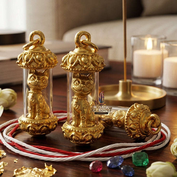 ✨ [The Sovereign of Infinite Financial Attraction & Manifestation: The 2026 "Grand-Master" Edition] Sacred "Meow-Meow Wealth-Caller (The Sovereign Cat of Prosperity)" – Special "Thong Thip (Golden Brass) & Natural-Blessing" 3 Thai Blessing Co