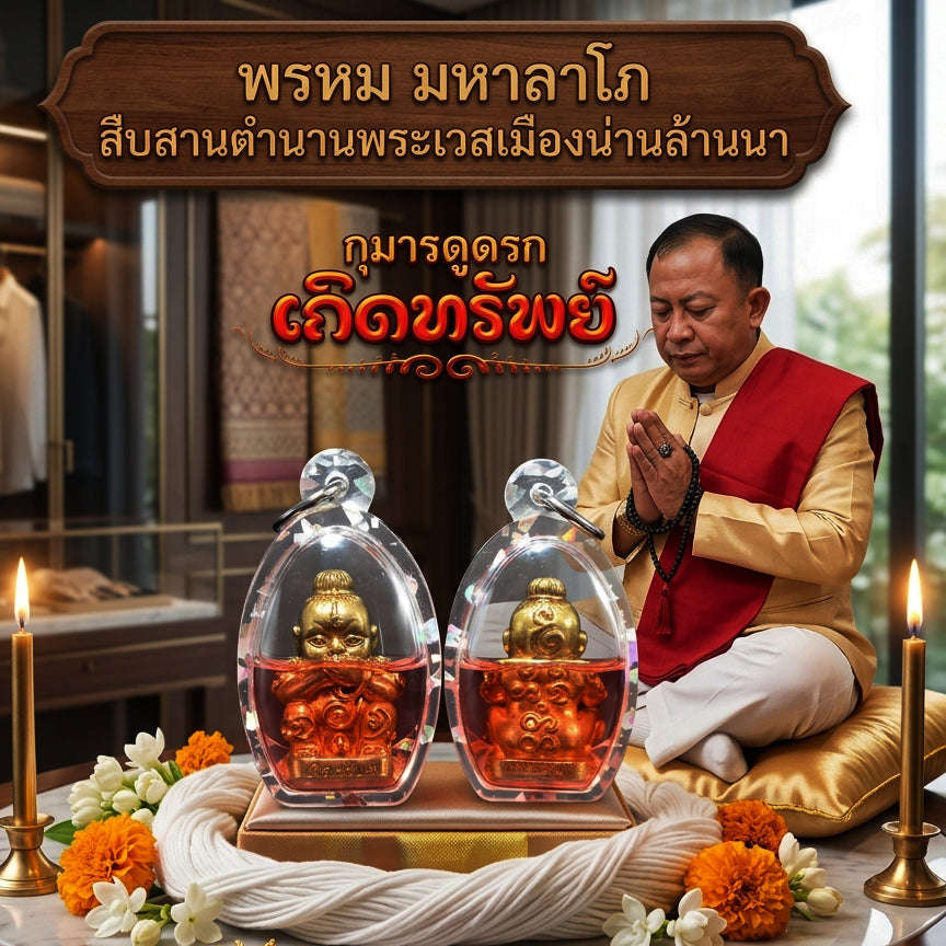 ✨ [The Sovereign of Infinite Manifestation: The 2025 "Golden-Neon" Master-Edition] Sacred "Kuman Dud Rok Kerd Sap" (The Cord-Sucking Child of Wealth-Birth) – Special "Esoteric Ritual-Matrix & Red-Chicken Herb Oil" Immersion Thai Blessing Co By