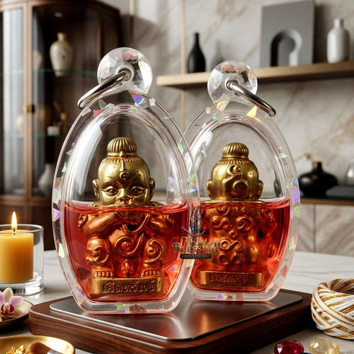 ✨ [The Sovereign of Infinite Manifestation: The 2025 "Golden-Neon" Master-Edition] Sacred "Kuman Dud Rok Kerd Sap" (The Cord-Sucking Child of Wealth-Birth) – Special "Esoteric Ritual-Matrix & Red-Chicken Herb Oil" Immersion Thai Blessing Co By