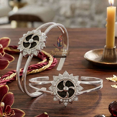 ✨ [The Sovereign of Infinite Momentum: The Prestigious Edition] Sacred "Fortune-Turning Wheel" (Chi Kanghan Phat Chok) Bangle – Special "Polished Silver-Plated" (Kalai Ngern) Thai Blessing Co By RURUECHA
