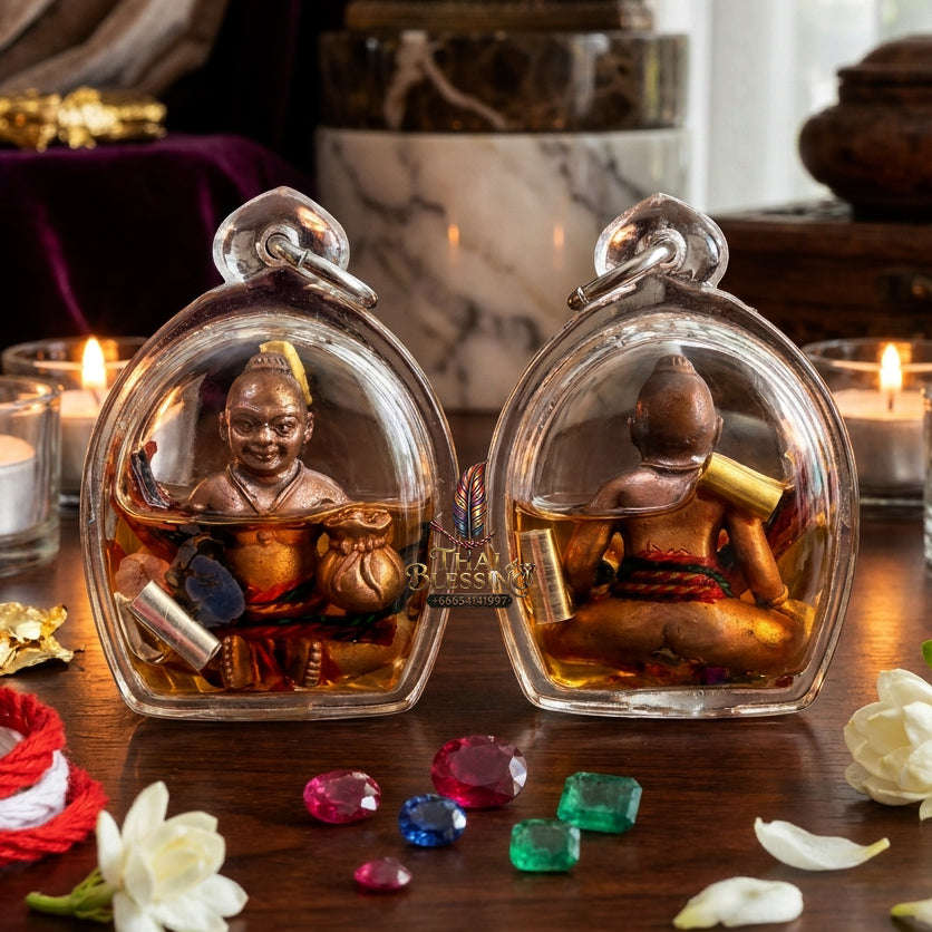 ✨ [The Sovereign of Infinite Prosperity: The 2017 Master-Edition] Sacred "Kumarn Chaosua Noi - Copper Matrix" (The Little Tycoon Spirit) – Special "Antique Copper" (Rom Dam) Matrix Thai Blessing Co By RURUECHA