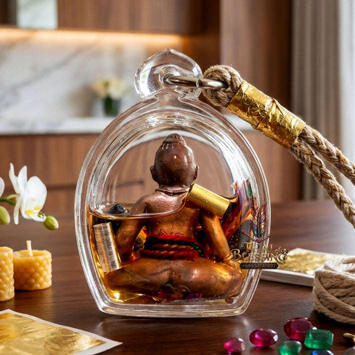 ✨ [The Sovereign of Infinite Prosperity: The 2017 Master-Edition] Sacred "Kumarn Chaosua Noi - Copper Matrix" (The Little Tycoon Spirit) – Special "Antique Copper" (Rom Dam) Matrix Thai Blessing Co By RURUECHA