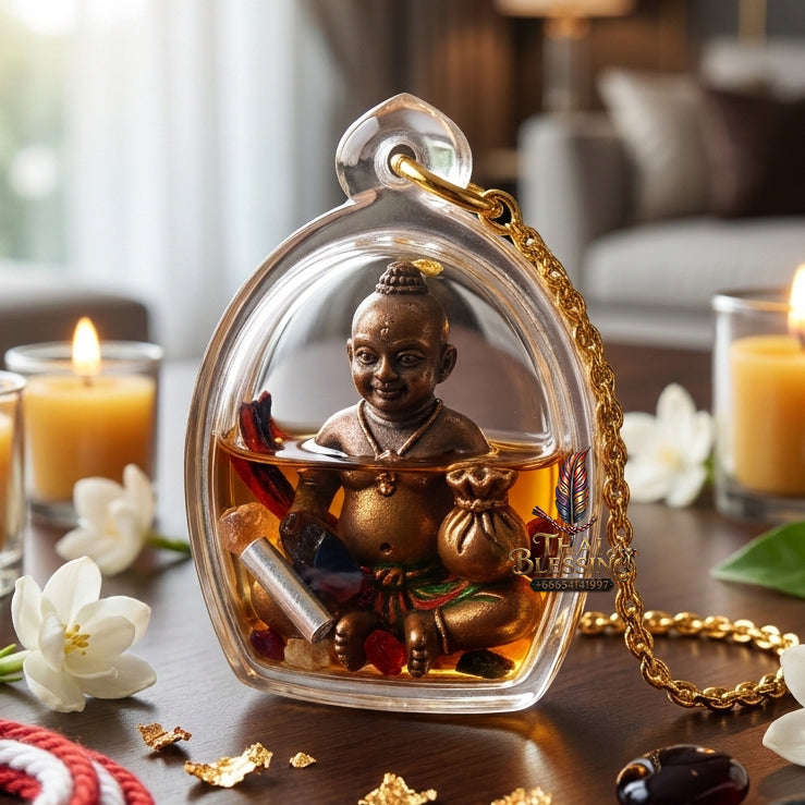 ✨ [The Sovereign of Infinite Prosperity: The 2017 Master-Edition] Sacred "Kumarn Chaosua Noi - Copper Matrix" (The Little Tycoon Spirit) – Special "Antique Copper" (Rom Dam) Matrix Thai Blessing Co By RURUECHA