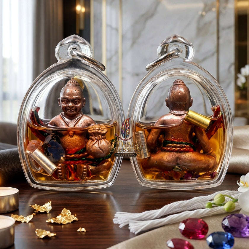 ✨ [The Sovereign of Infinite Prosperity: The 2017 Master-Edition] Sacred "Kumarn Chaosua Noi - Copper Matrix" (The Little Tycoon Spirit) – Special "Antique Copper" (Rom Dam) Matrix Thai Blessing Co By RURUECHA