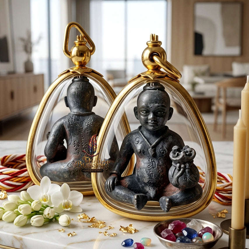 ✨ [The Sovereign of Infinite Prosperity: The 2017 Master-Edition] Sacred "Kumarn Chaosua Noi - Lead Matrix" (The Little Tycoon Spirit) – Special "Lead from Ancient Cremation Coffins" Thai Blessing Co By RURUECHA