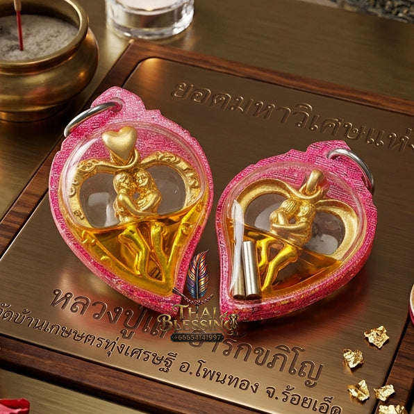 ✨ [The Sovereign of Infinite Romantic Harmony & Magnetic Union: The 2026 "Grand-Master" Edition] Sacred "In Sanae Mat Chit (The Soul-Binding Eternal Lovers)" – Special "Samlit-Bronze, Gold-Plated & Maha Sane Oil" Immersion Thai Blessing Co By