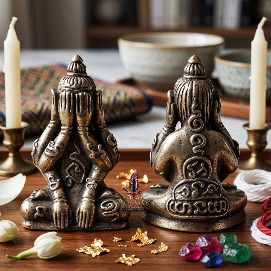 ✨ [The Sovereign of Infinite Stillness: The 2010 Master-Edition] Sacred "Phra Pit Ta Phakhawam Pati" (The Buddha of Inner Wealth) – Special "Thong Khao" (Sacred White Alloy) – "Duang Maha Sethi" (Great Wealth & Protection) Thai Blessing Co By
