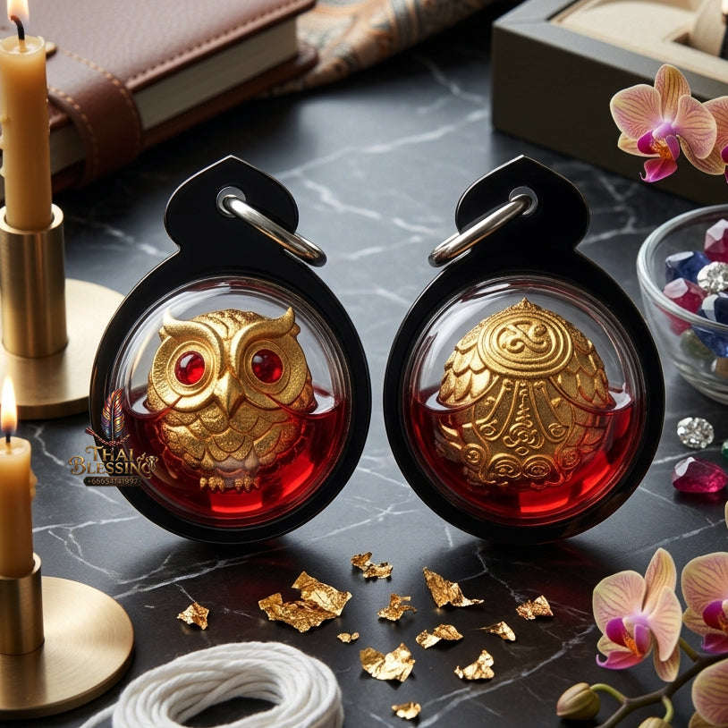 ✨ [The Sovereign of Infinite Vision & Commercial Precision: The 2020 "Master-Edition"] Sacred "Phaya Nok Thuet Thue Riak Sap" (The Great Owl of Wealth-Summoning) – Special "Divine-Bronze (Samrit) Gold-Plated & Wan Kai Dang (Red Chicken Herb)