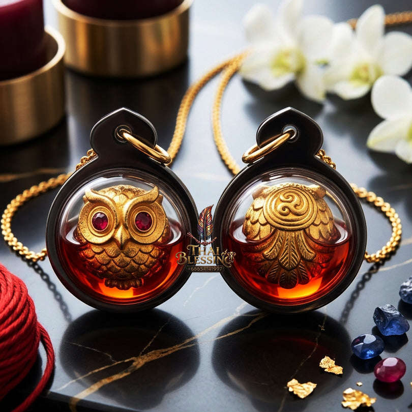 ✨ [The Sovereign of Infinite Vision & Commercial Precision: The 2020 "Master-Edition"] Sacred "Phaya Nok Thuet Thue Riak Sap" (The Great Owl of Wealth-Summoning) – Special "Divine-Bronze (Samrit) Gold-Plated & Wan Kai Dang (Red Chicken Herb)