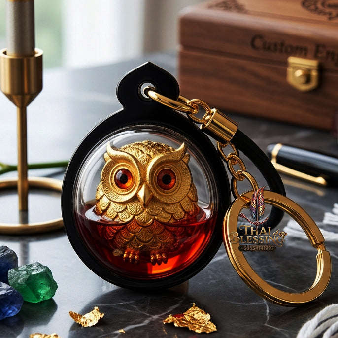 ✨ [The Sovereign of Infinite Vision & Commercial Precision: The 2020 "Master-Edition"] Sacred "Phaya Nok Thuet Thue Riak Sap" (The Great Owl of Wealth-Summoning) – Special "Divine-Bronze (Samrit) Gold-Plated & Wan Kai Dang (Red Chicken Herb)