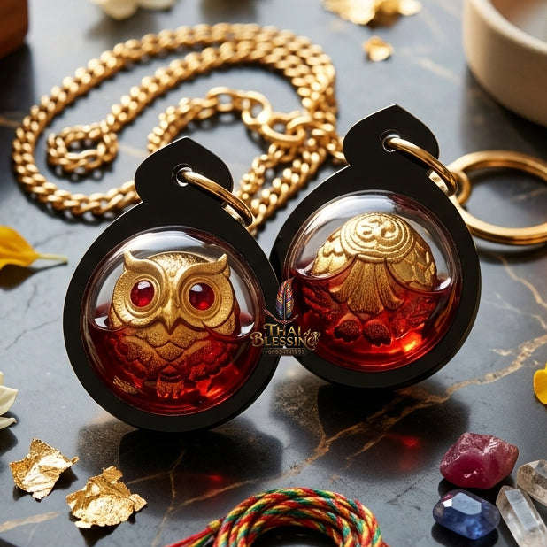 ✨ [The Sovereign of Infinite Vision & Commercial Precision: The 2020 "Master-Edition"] Sacred "Phaya Nok Thuet Thue Riak Sap" (The Great Owl of Wealth-Summoning) – Special "Divine-Bronze (Samrit) Gold-Plated & Wan Kai Dang (Red Chicken Herb)