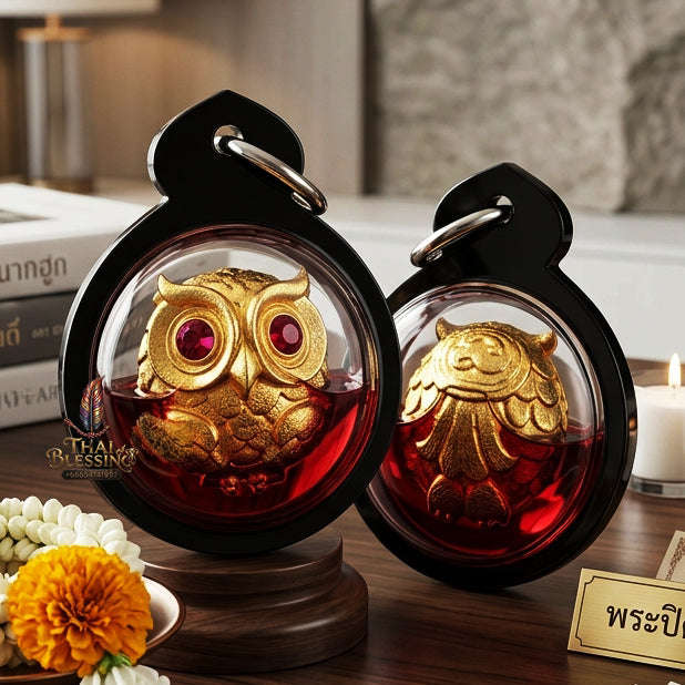 ✨ [The Sovereign of Infinite Vision & Commercial Precision: The 2020 "Master-Edition"] Sacred "Phaya Nok Thuet Thue Riak Sap" (The Great Owl of Wealth-Summoning) – Special "Divine-Bronze (Samrit) Gold-Plated & Wan Kai Dang (Red Chicken Herb)