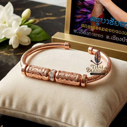 ✨ [The Sovereign of Infinite Wisdom & Wealth: The 2018 Master-Edition] Sacred "Kamlai Setthi Sapphanyu" (The Omniscient Millionaire’s Bangle) – Special "Pink Gold Plated Samrit" Matrix Thai Blessing Co By RURUECHA