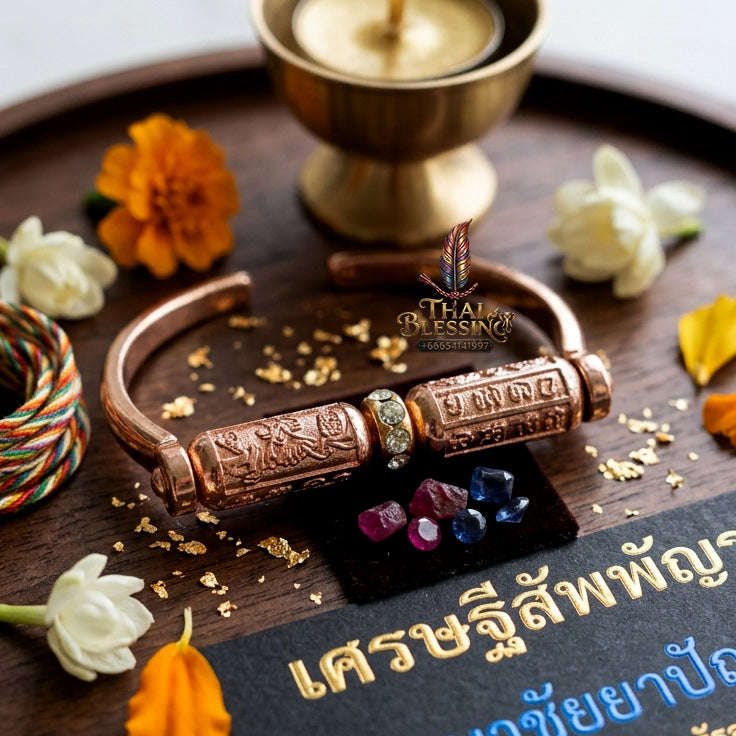 ✨ [The Sovereign of Infinite Wisdom & Wealth: The 2018 Master-Edition] Sacred "Kamlai Setthi Sapphanyu" (The Omniscient Millionaire’s Bangle) – Special "Pink Gold Plated Samrit" Matrix Thai Blessing Co By RURUECHA