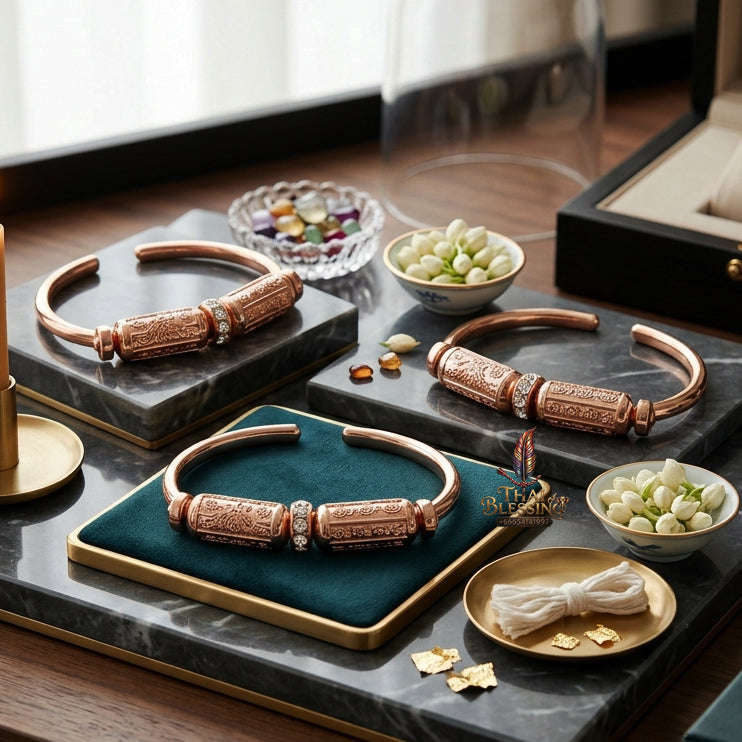 ✨ [The Sovereign of Infinite Wisdom & Wealth: The 2018 Master-Edition] Sacred "Kamlai Setthi Sapphanyu" (The Omniscient Millionaire’s Bangle) – Special "Pink Gold Plated Samrit" Matrix Thai Blessing Co By RURUECHA