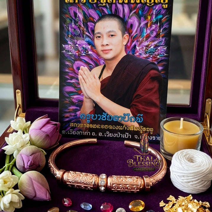 ✨ [The Sovereign of Infinite Wisdom & Wealth: The 2018 Master-Edition] Sacred "Kamlai Setthi Sapphanyu" (The Omniscient Millionaire’s Bangle) – Special "Pink Gold Plated Samrit" Matrix Thai Blessing Co By RURUECHA