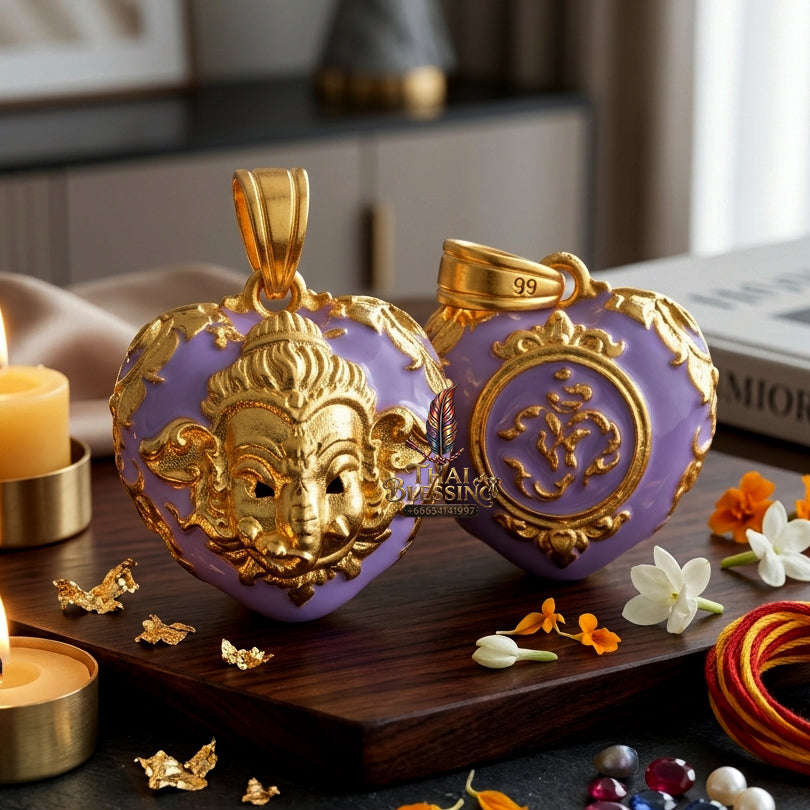 ✨ [The Sovereign of Infinite Wisdom & Wealth: The 2024 "Gold-Dipped Enamel" Master-Edition] Sacred "Phra Ganesha Noi - Huajai Phokhasap" (The Little Lord of Beginnings & Wealth-Heart) – Special "Gold-Dipped & Traditional Enamel (Long Ya)"