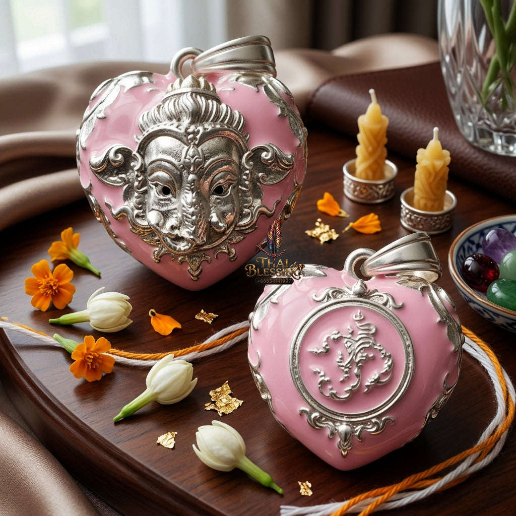 ✨ [The Sovereign of Infinite Wisdom & Wealth: The 2024 "Silver-Enamel" Master-Edition] Sacred "Phra Ganesha Noi - Huajai Phokhasap" (The Little Lord of Beginnings & Wealth-Heart) – Special "Silver-Plated & Traditional Enamel (Long Ya)" Matrix