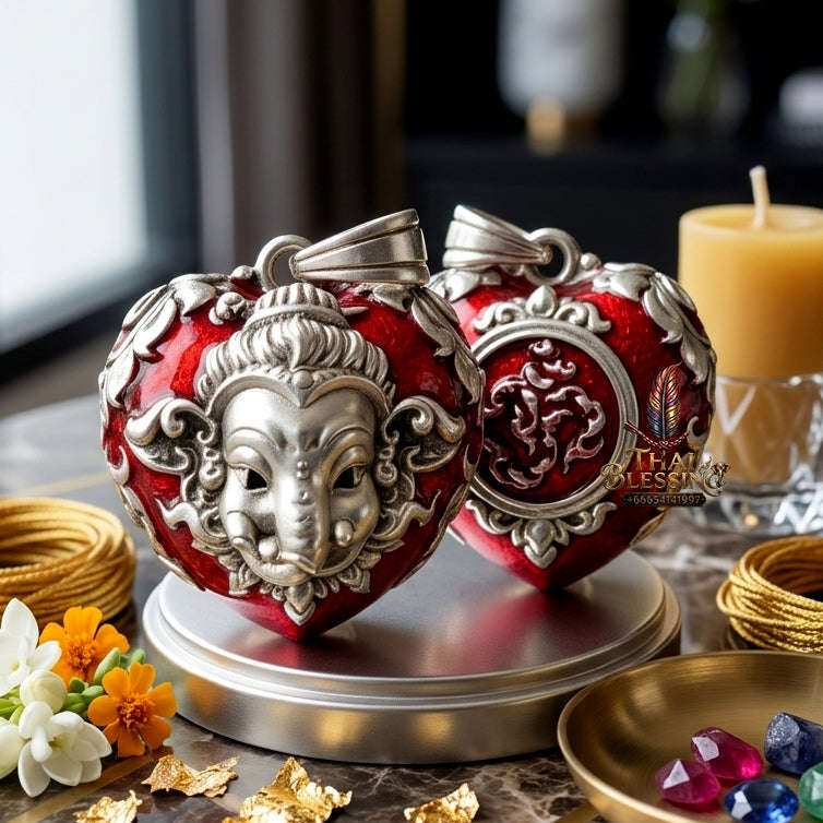 ✨ [The Sovereign of Infinite Wisdom & Wealth: The 2024 "Silver-Enamel" Master-Edition] Sacred "Phra Ganesha Noi - Huajai Phokhasap" (The Little Lord of Beginnings & Wealth-Heart) – Special "Silver-Plated & Traditional Enamel (Long Ya)" Matrix