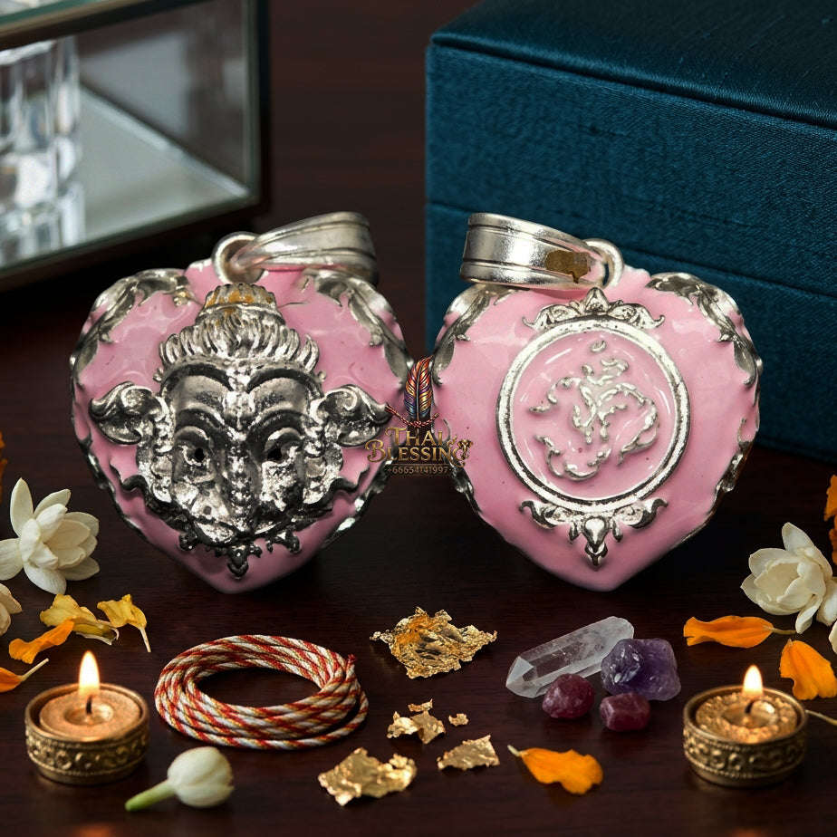✨ [The Sovereign of Infinite Wisdom & Wealth: The 2024 "Silver-Enamel" Master-Edition] Sacred "Phra Ganesha Noi - Huajai Phokhasap" (The Little Lord of Beginnings & Wealth-Heart) – Special "Silver-Plated & Traditional Enamel (Long Ya)" Matrix