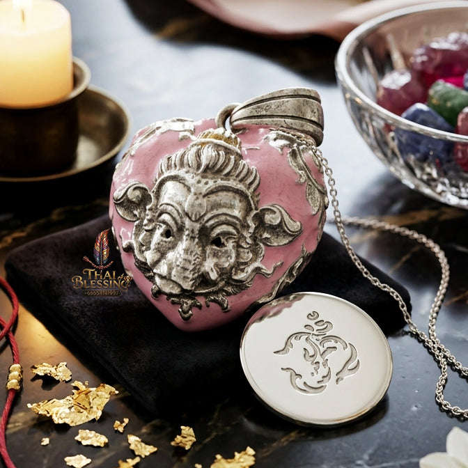 ✨ [The Sovereign of Infinite Wisdom & Wealth: The 2024 "Silver-Enamel" Master-Edition] Sacred "Phra Ganesha Noi - Huajai Phokhasap" (The Little Lord of Beginnings & Wealth-Heart) – Special "Silver-Plated & Traditional Enamel (Long Ya)" Matrix