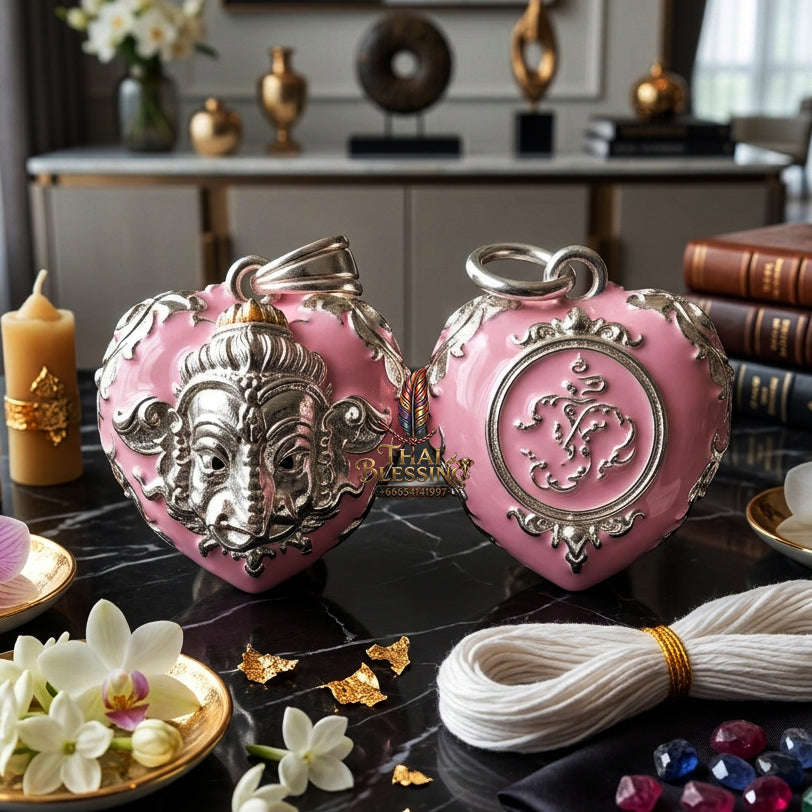 ✨ [The Sovereign of Infinite Wisdom & Wealth: The 2024 "Silver-Enamel" Master-Edition] Sacred "Phra Ganesha Noi - Huajai Phokhasap" (The Little Lord of Beginnings & Wealth-Heart) – Special "Silver-Plated & Traditional Enamel (Long Ya)" Matrix