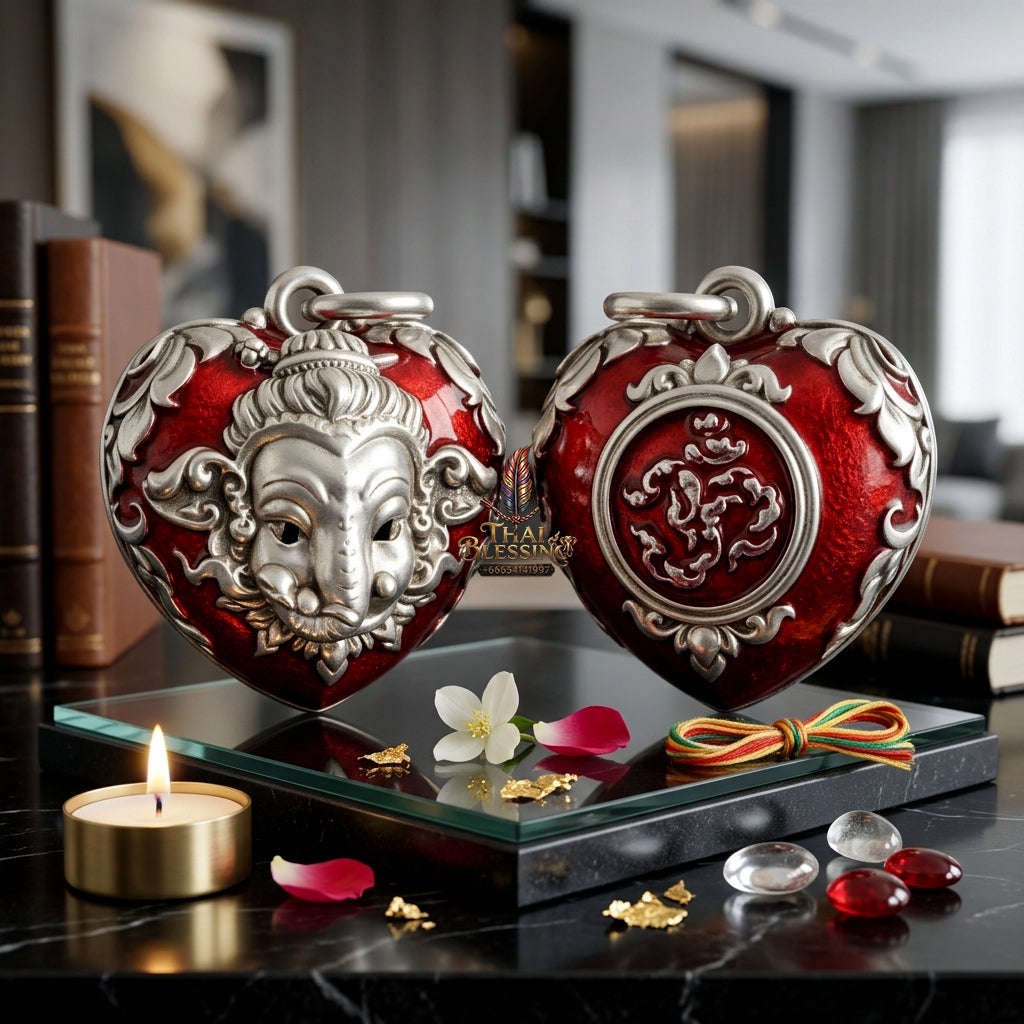 ✨ [The Sovereign of Infinite Wisdom & Wealth: The 2024 "Silver-Enamel" Master-Edition] Sacred "Phra Ganesha Noi - Huajai Phokhasap" (The Little Lord of Beginnings & Wealth-Heart) – Special "Silver-Plated & Traditional Enamel (Long Ya)" Matrix