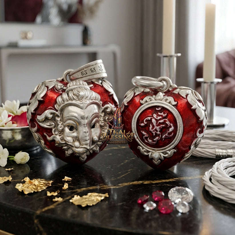 ✨ [The Sovereign of Infinite Wisdom & Wealth: The 2024 "Silver-Enamel" Master-Edition] Sacred "Phra Ganesha Noi - Huajai Phokhasap" (The Little Lord of Beginnings & Wealth-Heart) – Special "Silver-Plated & Traditional Enamel (Long Ya)" Matrix